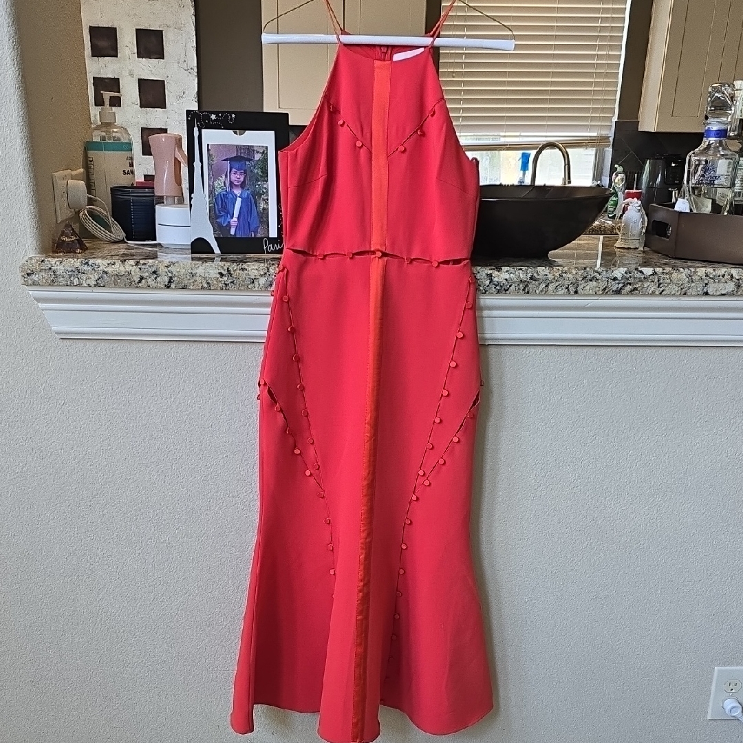 Cinq A Sept Red Halter Long Dress